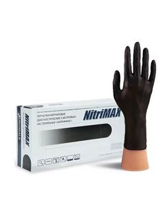 Перчатки однораз.нитриловые NitriMax черные, 3,5 г. S 50 пар/уп. - 1 пара (Россия) 