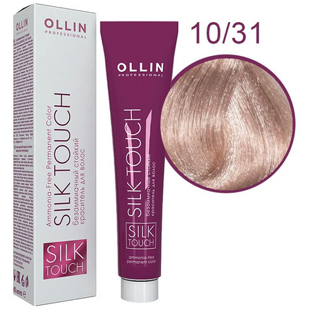 OLLIN SILK TOUCH 10/31 светлый блондин золотисто-пепельный 60мл Безаммиачный стойкий краситель для в