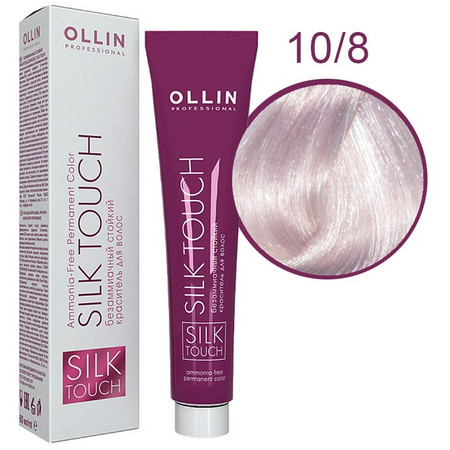 OLLIN SILK TOUCH 10/8 светлый блондин жемчужный 60мл Безаммиачный стойкий краситель для волос