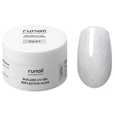 RuNail Моделирующий УФ-гель светоотражающий BUILDER UV GEL REFLECTIVE NUDE, 15г №9647