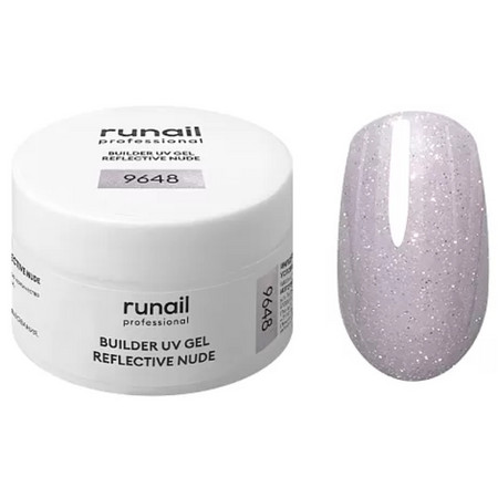 RuNail Моделирующий УФ-гель светоотражающий BUILDER UV GEL REFLECTIVE NUDE, 15г №9648