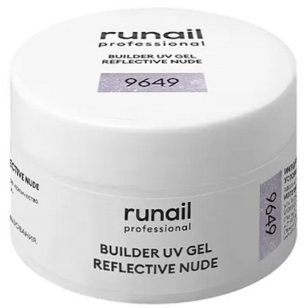 RuNail Моделирующий УФ-гель светоотражающий BUILDER UV GEL REFLECTIVE NUDE, 15г №9649