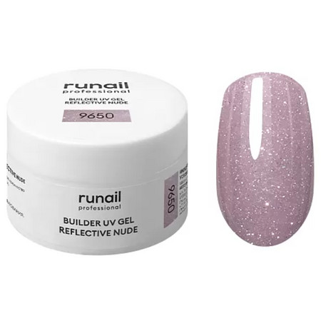 RuNail Моделирующий УФ-гель светоотражающий BUILDER UV GEL REFLECTIVE NUDE, 15г №9650