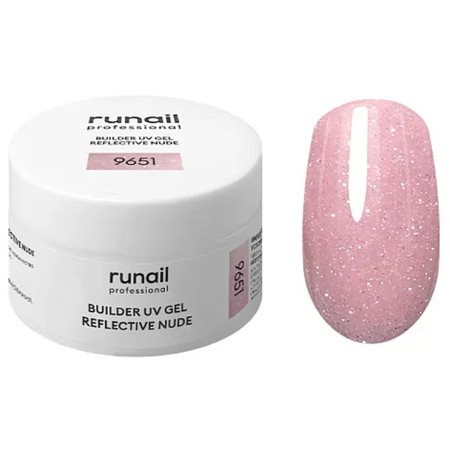 RuNail Моделирующий УФ-гель светоотражающий BUILDER UV GEL REFLECTIVE NUDE, 15г №9651