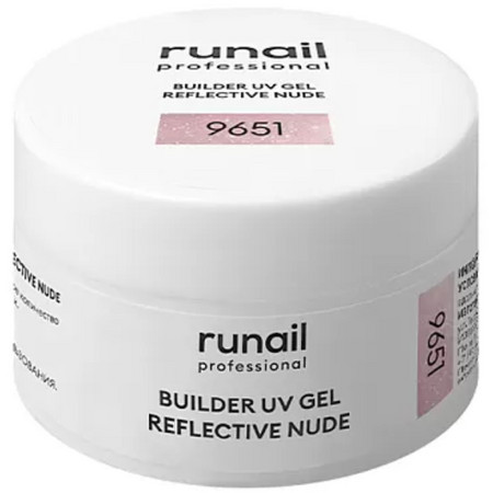 RuNail Моделирующий УФ-гель светоотражающий BUILDER UV GEL REFLECTIVE NUDE, 15г №9651