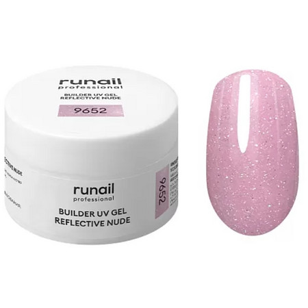 RuNail Моделирующий УФ-гель светоотражающий BUILDER UV GEL REFLECTIVE NUDE, 15г №9652