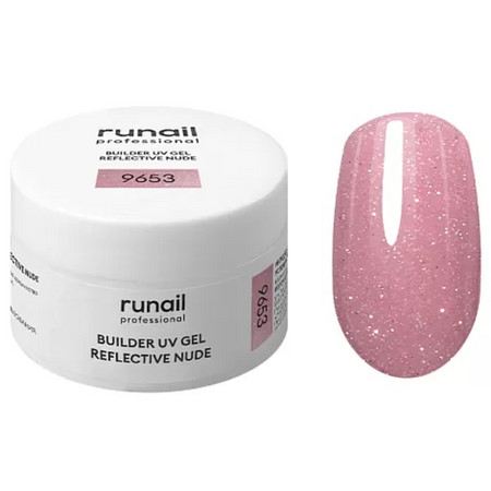 RuNail Моделирующий УФ-гель светоотражающий BUILDER UV GEL REFLECTIVE NUDE, 15г №9653