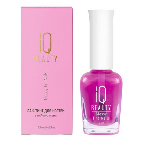 IQ BEAUTY Лак-тинт с AHA-кислотами для естественного сияния и укрепления,12,5 мл (Magenta Ice) 