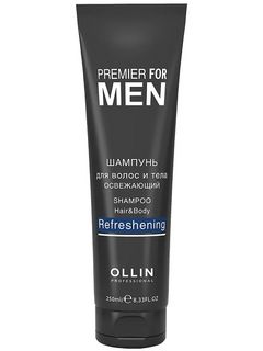 OLLIN PREMIER FOR MEN Шампунь для волос и тела освежающий, 250 мл.