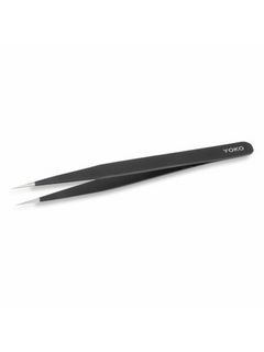 Yoko Пинцет острый, прямые ручки  (черный) ИГЛА