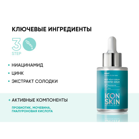 ICON SKIN SMART Себорегулирующая сыворотка-концентрат с ниацинамидом REST YOUR SEBUM 30 мл