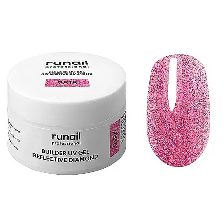 RuNail Моделирующий УФ-гель светоотражающий BUILDER UV GEL REFLECTIVE DIAMOND, 15 г №9818