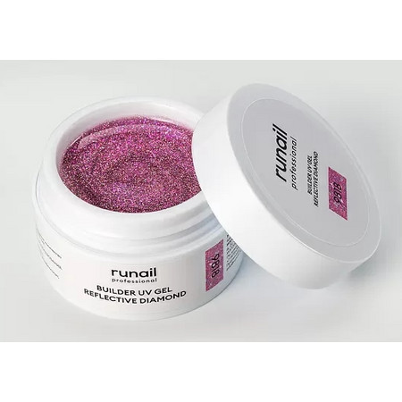 RuNail Моделирующий УФ-гель светоотражающий BUILDER UV GEL REFLECTIVE DIAMOND, 15 г №9818