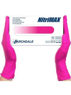 Перчатки однораз.нитриловые NitriMax цв.фуксия, 3,5 г. M 50 пар/уп. (Малайзия) 