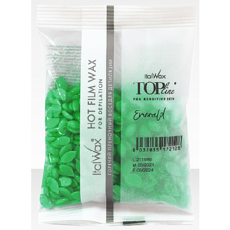 ItalWax Воск горячий (пленочный) Top Line Emerald (Изумруд), гранулы 100гр