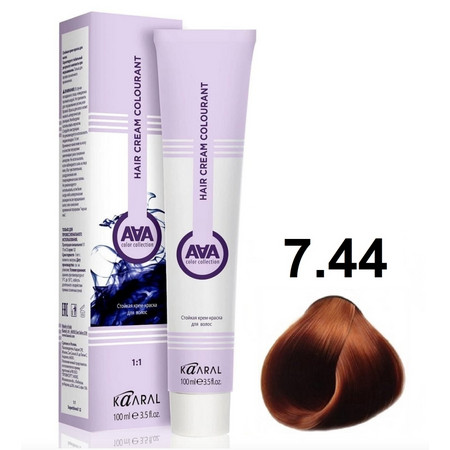 KAARAL AAA Hair crem colorant 7.44 глубокий медный блондин 100мл