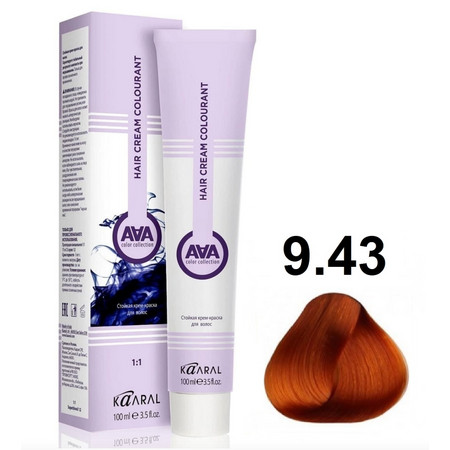 KAARAL AAA Hair crem colorant 9.43 очень светлый  медно-золотистый блондин 100мл