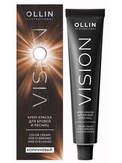 OLLIN VISION коричневый (brown) Крем-краска для бровей и ресниц 20мл+салфетки п/ресницы15пар/уп