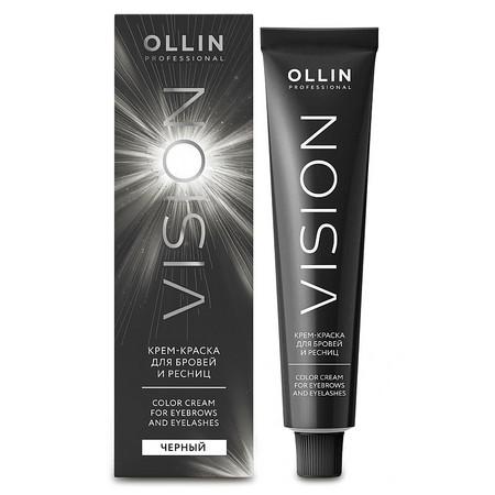 OLLIN VISION черный (black) Крем-краска для бровей и ресниц 20мл+салфетки п/ресницы 15пар/уп 