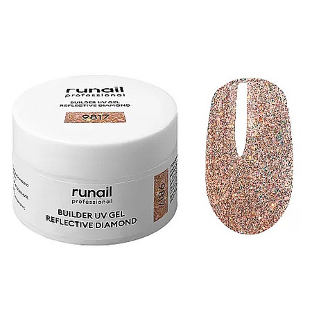 RuNail Моделирующий УФ-гель светоотражающий BUILDER UV GEL REFLECTIVE DIAMOND, 15 г №9817