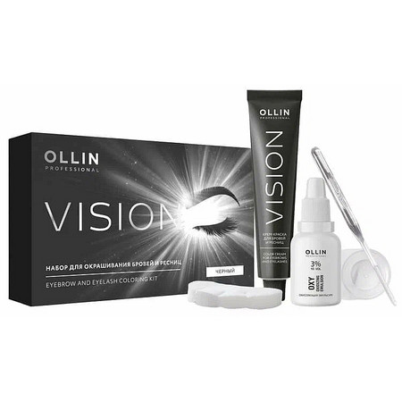 OLLIN VISION SET black (черный) Крем-краска для бровей и ресниц 20мл (в наборе)