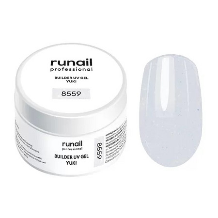 RuNail Моделирующий УФ-гель с хлопьями Юки BUILDER UV GEL YUKI, 15 г №8559