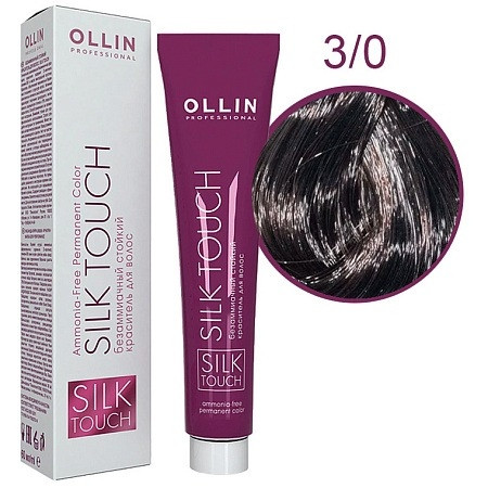 OLLIN SILK TOUCH  3/0 темный шатен 60мл Безаммиачный стойкий краситель для волос