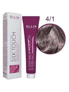 OLLIN SILK TOUCH  4/1 шатен пепельный 60мл Безаммиачный стойкий краситель для волос