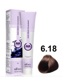 KAARAL AAA Hair crem colorant 6.18 темный блондин пепельно-коричневый 100мл