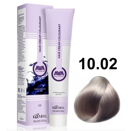 KAARAL AAA Hair crem colorant 10.02 очень-очень светлый фиолетовый блондин 100мл