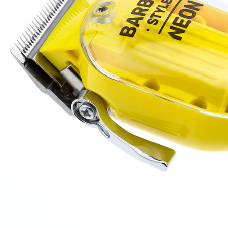 DEWAL Машинка для стрижки BARBER STYLE NEON желтая, 1 нож, 6 насадок, аккум./сеть