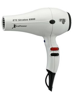 ETI Фен Stratos 6900 Xtrapower цвет белый, 2500 Вт, 2 насадки, вес 546 гр.