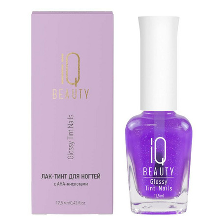 IQ BEAUTY Лак-тинт с AHA-кислотами для естественного сияния и укрепления,12,5 мл (Lilac Glow)