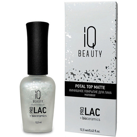 IQ BEAUTY PROLAC Финишное покрытие для лака с поталью матов. Potal matte top Silver/ Серебро,12.5мл