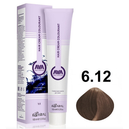 KAARAL AAA Hair crem colorant 6.12 тёмный блондин пепельно-фиолетовый 100мл 