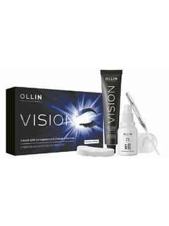 OLLIN VISION SET иссиня-черный Крем-краска для бровей и ресниц 20мл (в наборе)