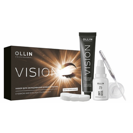 OLLIN VISION SET светло-коричневый Крем-краска для бровей и ресниц 20мл (в наборе) 