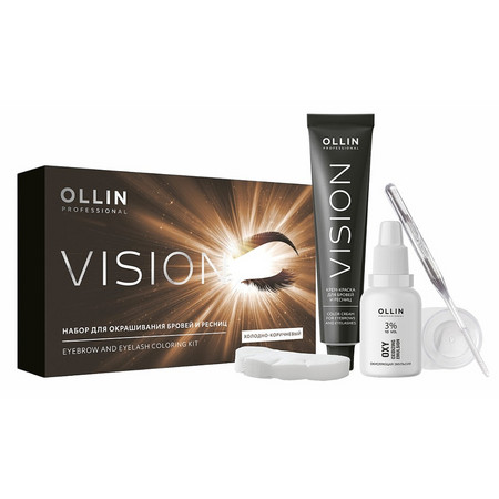 OLLIN VISION SET холодно-коричневый Крем-краска для бровей и ресниц 20мл (в наборе) 